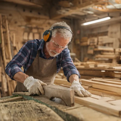 Bambexa skilled craftsman hand-finishing bamboo wood products in a professional workshop