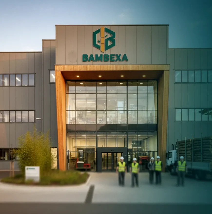 Bambexa bamboo factory exterior with professional manufacturing team in China