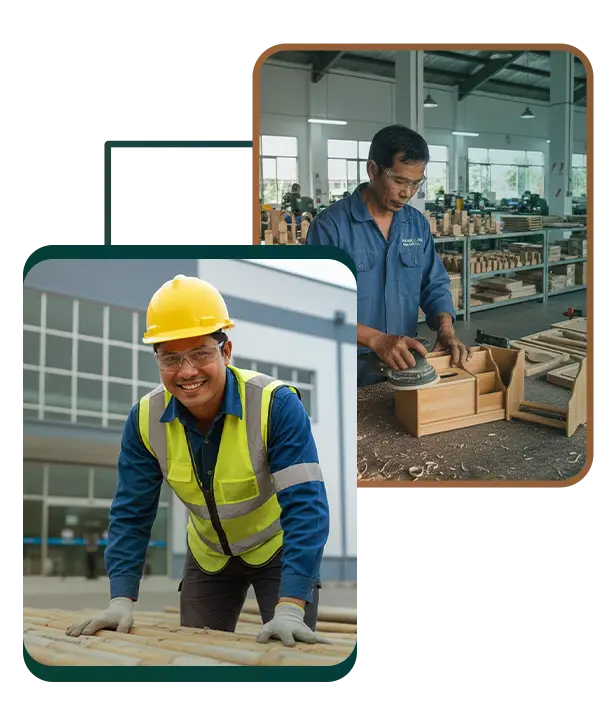 Bambexa manufacturing team and professional workers in our bamboo factory